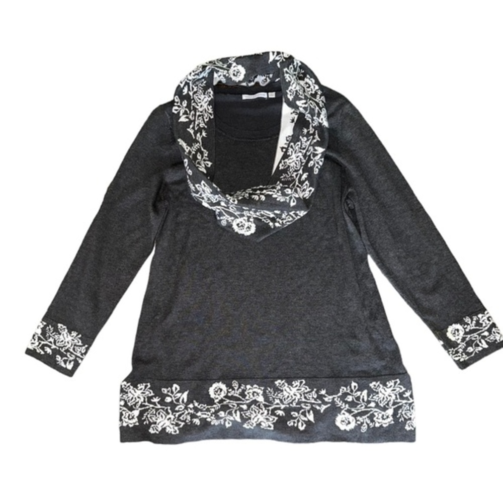 Notions sweater with detached matching scarf